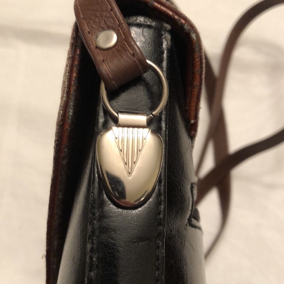 VINTAGE CALYPSO BLACK/BROWN CROSSBODY SHOULDER BAG PURSE MADE IN ITALY - #490 - Picture 9 of 16